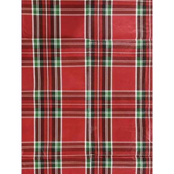 Holiday Christmas Tablecloth 52in X 90in  Red Green Oblong Vinyl - Picture 5 of 5